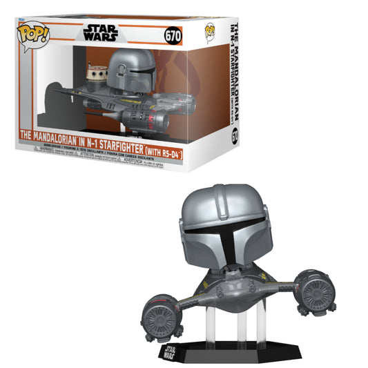 Funko POP! Star Wars: The Mandalorian - The Mandalorian in N-1 Starfighter (with R5-D4) #670 Figure